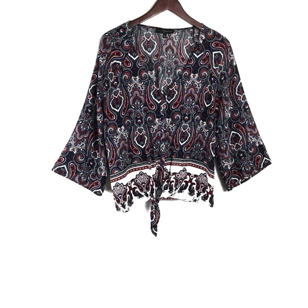 Fred David paisley & Floral Tie front shirt